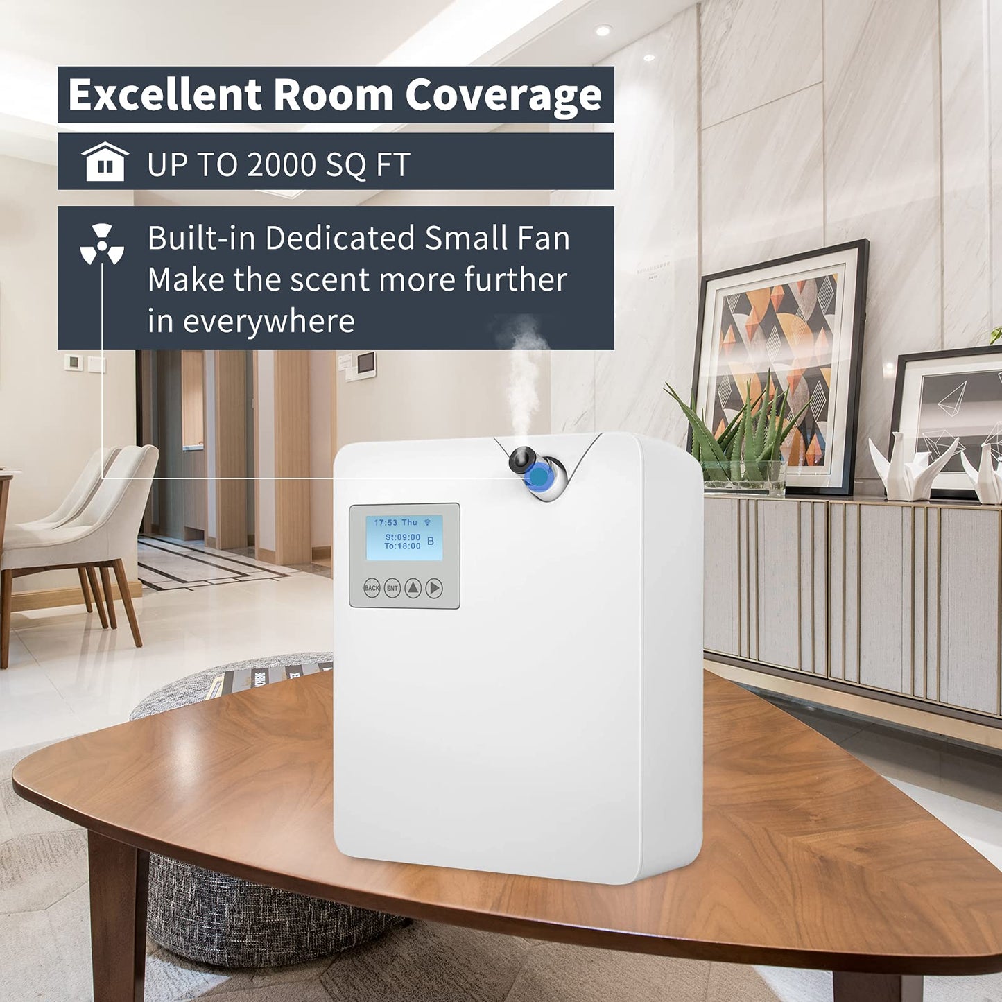 JCLOUD Smart Scent Air Machine with Cold-Air Tech for Home, Hotel Scent Diffuser, Waterless Essential Oil Diffuser 300ML, HVAC Scent Diffuser for Essential Oils for Large Room, Office, Spa