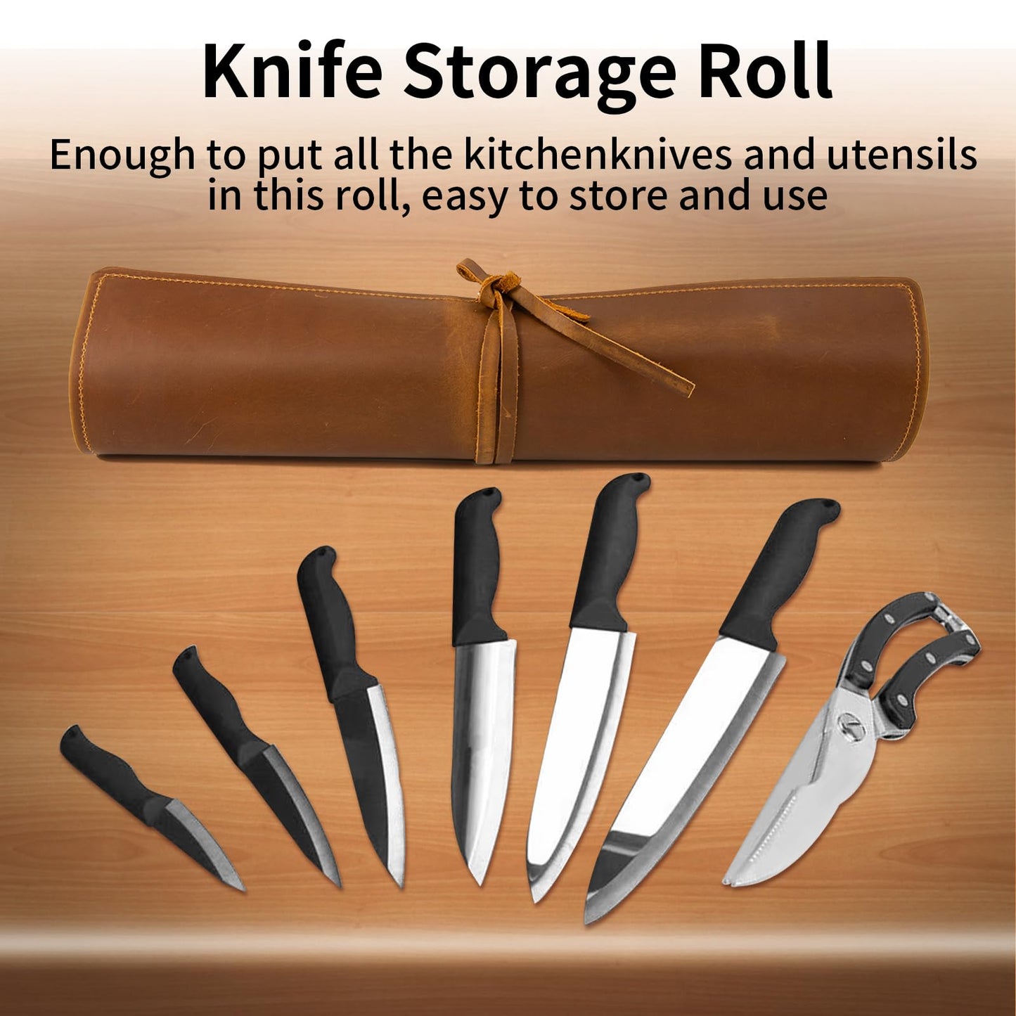 Genuine Leather Knife Roll, Knife Bags for Chefs Professional, Small Chef'S Knife Case Holder, Knives Holders Protectors with 7 Slots
