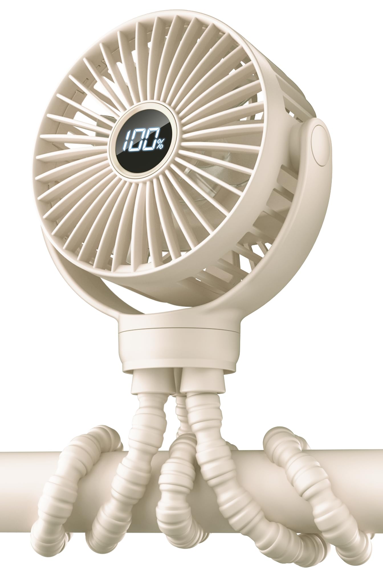 KIDEE Portable Stroller Fan, Mini Baby Fans Battery Operated, LED Display with 3 Speeds, Small Clip on Fan Desk Fans USB Rechargeable, Personal Handheld fans Fan for Travel Outdoor, Children Gifts