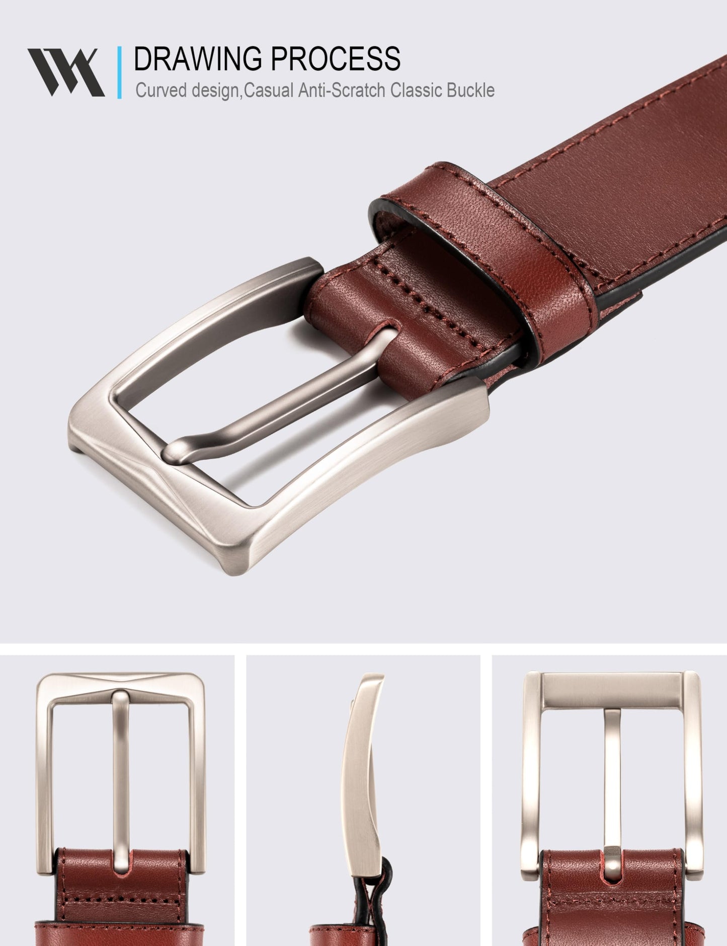 WOLFANT Men's 35mm Dress Casual Belt in Gift Box,100% Italian Full Grain Real Solid Leather