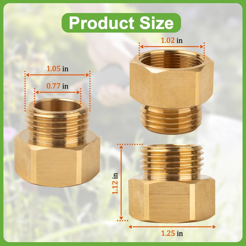 Garden Hose Bib Adapter 1-1/16" Fine Thread (Female) to 3/4 GHT Male Backflow Preventer Adapter for Standard Arrowhead Hose Bibs & Vacuum Breaker Faucet Fitting,Outdoor Faucet to Garden Hose Connector