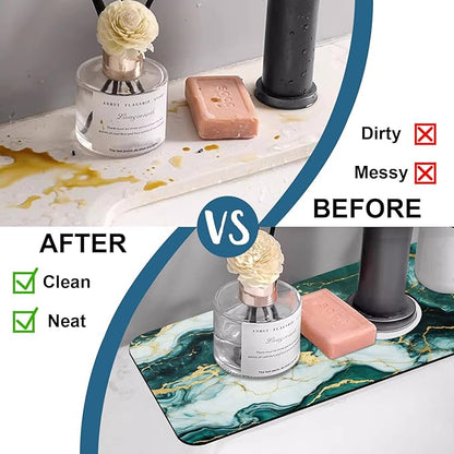Green Marble Sink Faucet Absorbing Mat Liquid Gold Marble Super Absorbent Fast