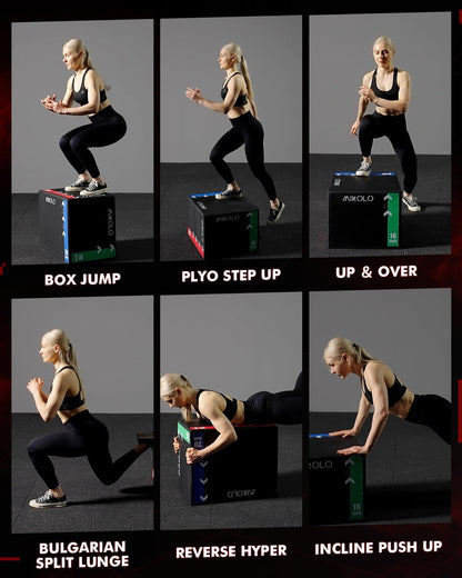 Mikolo 3-in-1 Foam Plyometric Box – Soft Jump Box with Solid Wood Core, High-Density Foam and Non-Slip Cover – No Assembly Required for Home Gym Workout