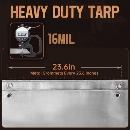 SpacEver 10x12 FT Tarp Waterproof, 16 Mil Tarps Heavy Duty Waterproof Multipurpose Protective Cover UV Resistant Rip & Tear Resistant with Grommets Reversible for Home Boats Cars Camping