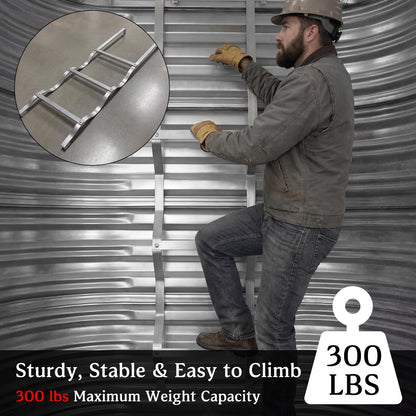 Shimeyao Egress Window Well Ladder 3 Step, Aluminum Basement Escape Ladder 14" W x 50" H with Hook, 300lbs Capacity for Emergency Home Safety