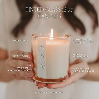 Sweet Water Decor Citrus Calm Scented Soy Candles – Lemon, Orange, Eucalyptus, Parsley, Lavender, Sage – Fresh & Calming Aroma – 50 Hour Burn – 12oz Tinted Glass Jar for Home Decor and Bedroom Decor