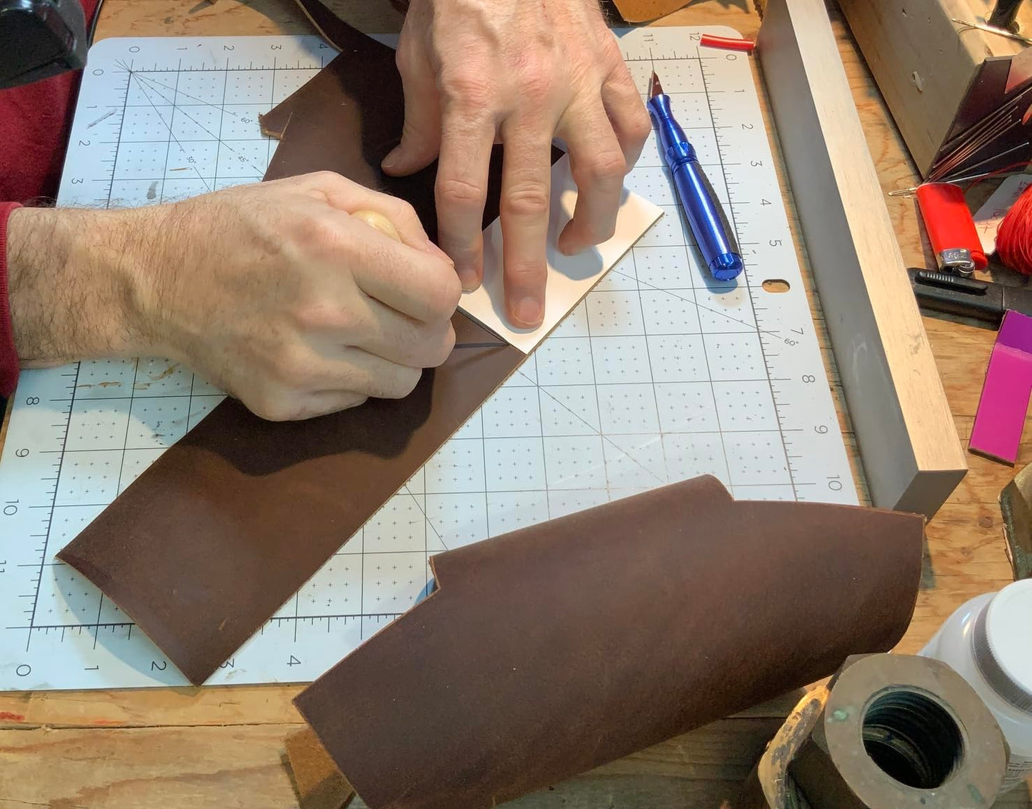 Wanderings 12" x 24" Genuine Leather Sheet + 36" Leather Cord – Premium Full Grain Vegetable Tanned Tooling Leather for Crafting Wallets, Jewelry, Straps, Earrings, Covers & DIY Projects