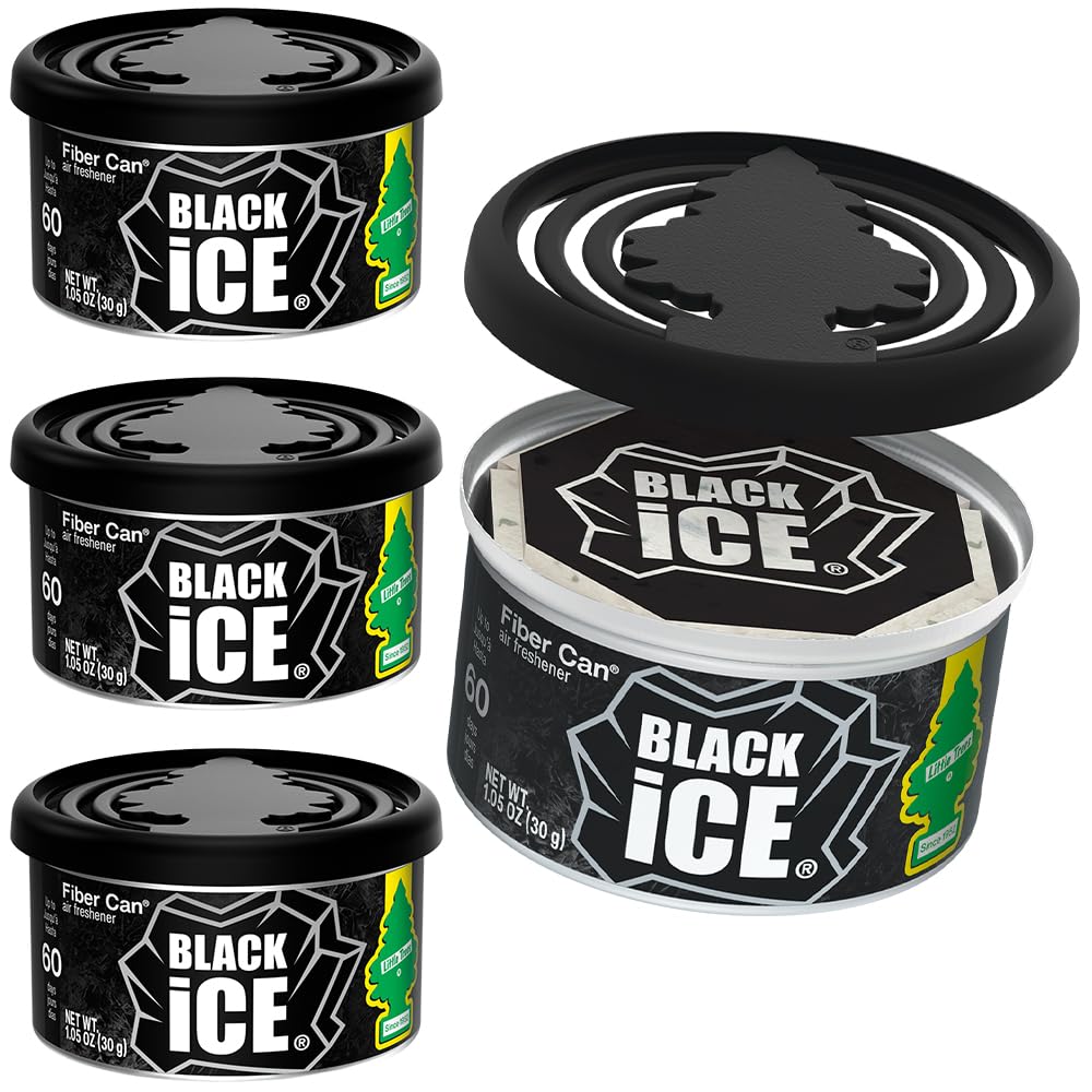 LITTLE TREES Car Air Freshener. Fiber Can Provides a Long-Lasting Scent for Auto or Home. Recycled Fiber. Black Ice, 4 Air Fresheners