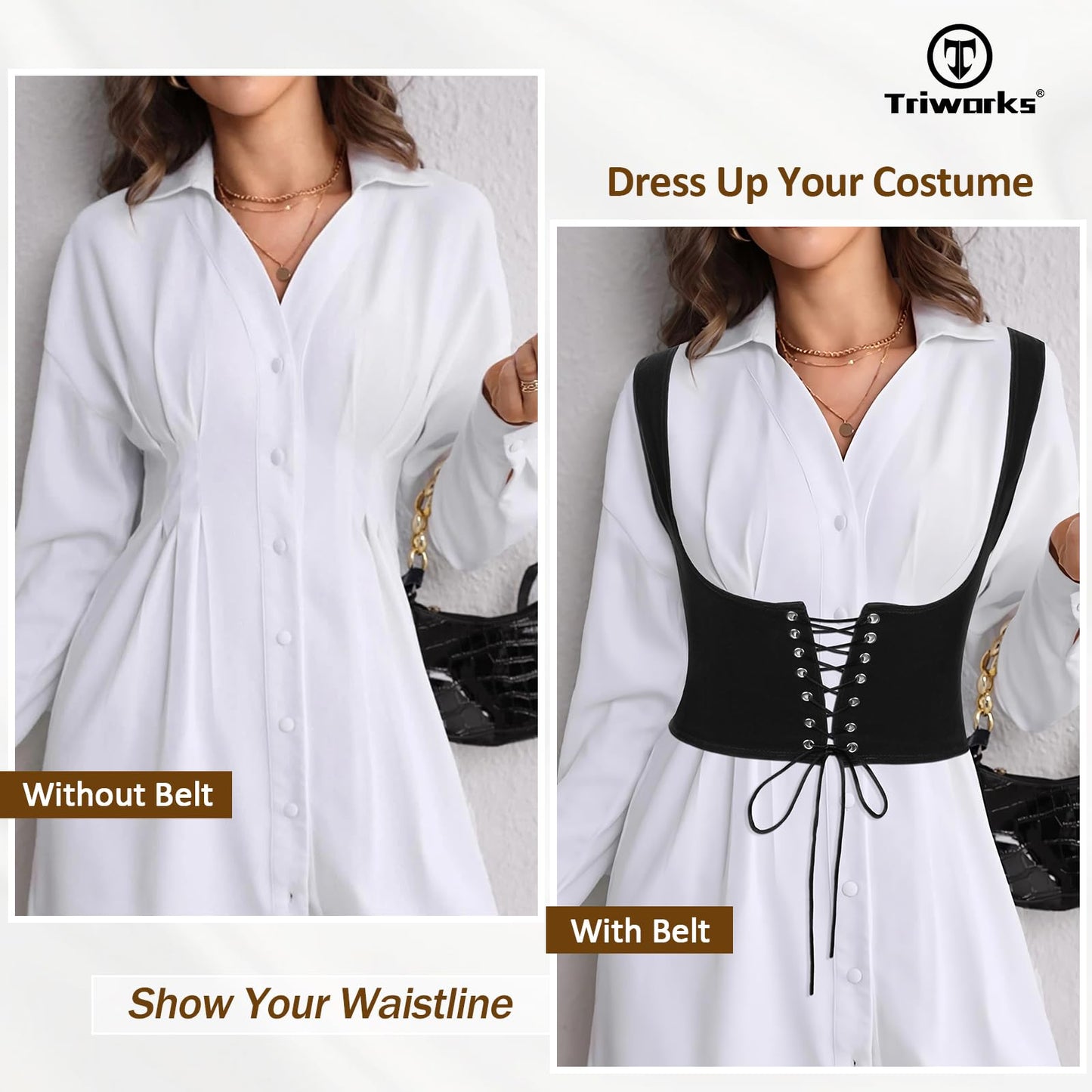 TRIWORKS Lace Up Corset Bustier Women's Waist Trainer Belt Tank Steampunk Underbust Velvet Corset