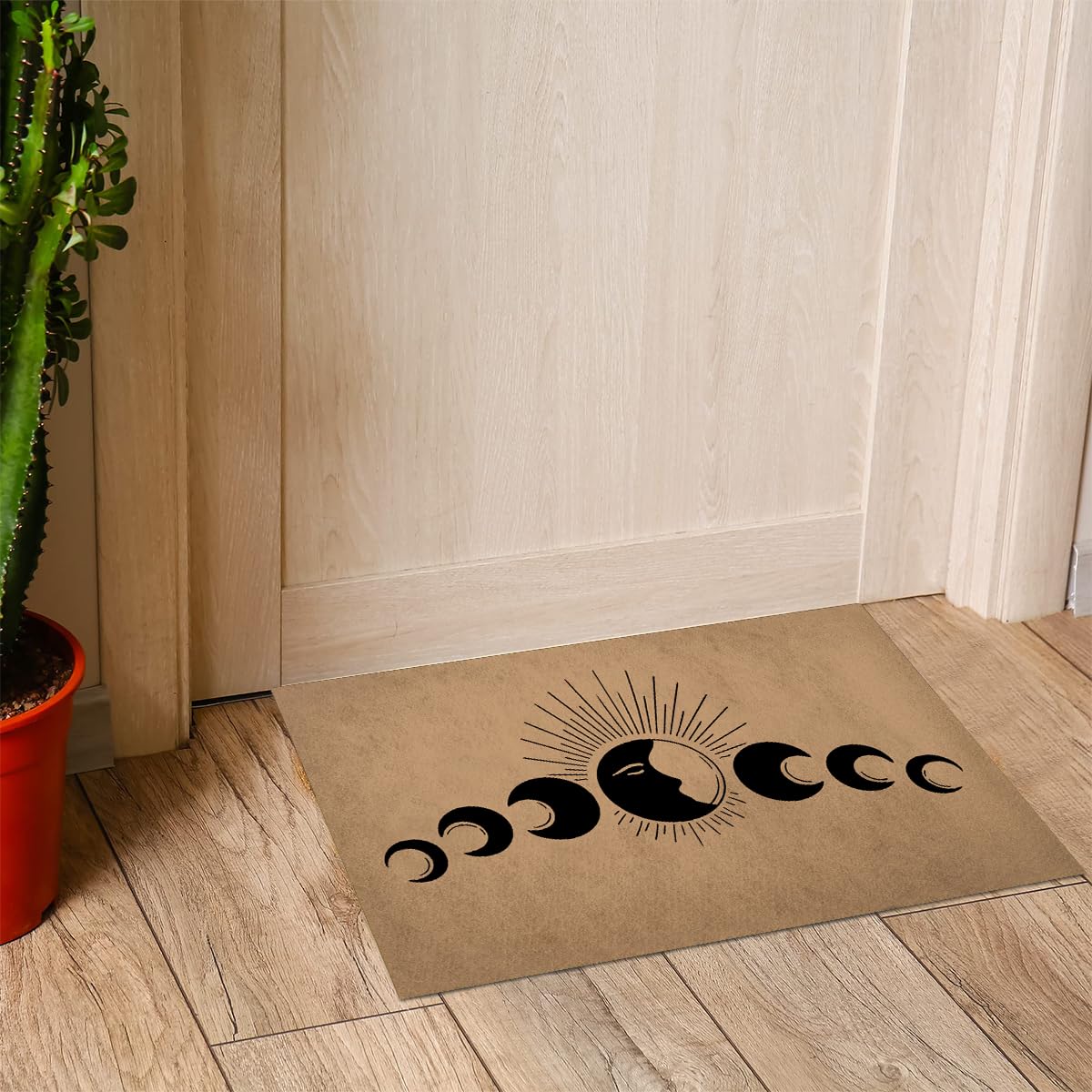 GXFC ZHAO Funny Welcome Doormats Decorative Area Rugs for Entrance Novelty Gift Mat Front Door Porch Patio Mats(23.7 X 15.9 in) (Moon Phase Witchtok Boho Sun and Star Celestial Decor)
