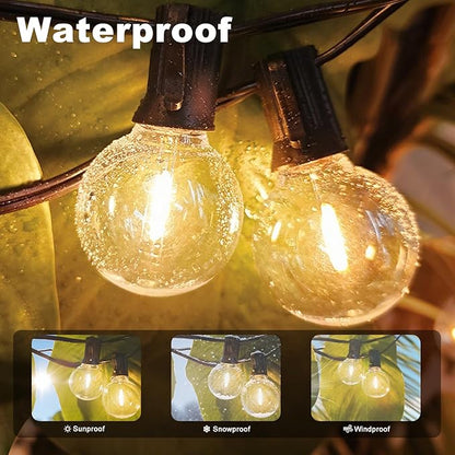 LED String Lights 100FT Outdoor - 50 Shatterproof G40 Bulbs +2 Spare, Waterproof Connectable for Patio Garden Party (Warm White 2700K)