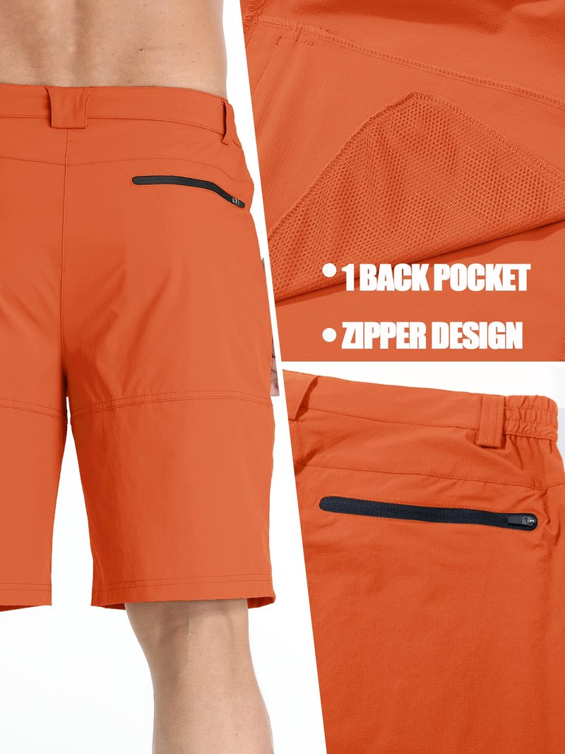 TACVASEN Mens 10" Lightweight Hiking Outdoor Cargo Travel Shorts Quick Dry Casual Breathable Fishing Dress Golf Summer Shorts Orange 40