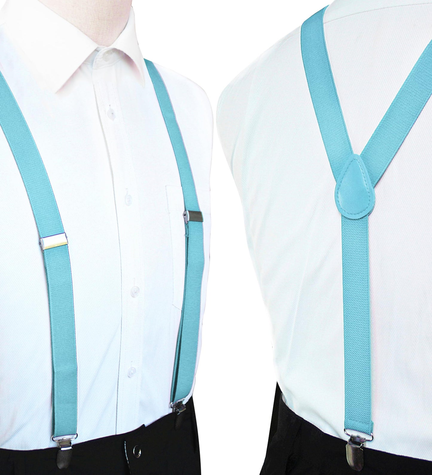 JEMYGINS Baby Blue Mens Suspender with 3 Strong Clips Adjustable Braces(38)