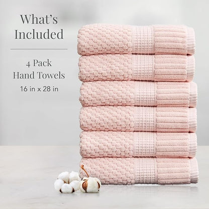 NY Loft 100% Cotton Hand Towel 6 Pack | Super Soft & Absorbent Quick-Dry Hand