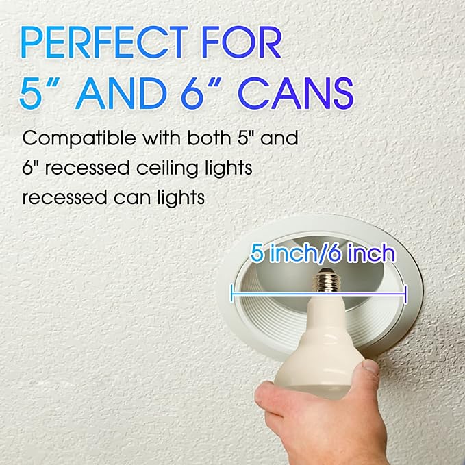Energetic LED Flood Light Bulbs BR30, 65W Equivalent, Dimmable, Warm White 3000K, 750lm, Indoor Flood Lights for Recessed Cans, Energy Star & CRI 90, 6 Pack