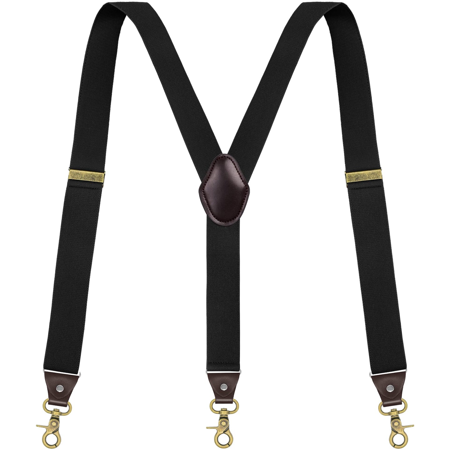 Vauhse Suspenders for Men, Adjustable Suspenders Gold Clip with Elastic Straps Y-Back Construction Heavy Duty for Work Gold Black
