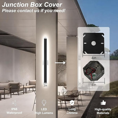 79In Long Outdoor Wall Light Waterproof IP65, 2700K-6500K Dimmable Modern LED Exterior Wall Sconce Black Linear Wall Mount Lighting for House Courtyard Porch(1Pack)