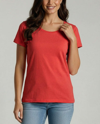 Real Essentials 4 Pack: Women's Cotton Short Sleeve T-Shirt - Casual Scoop Crew Neck Tops Tee (Available in Plus Size) - Set 6,XL