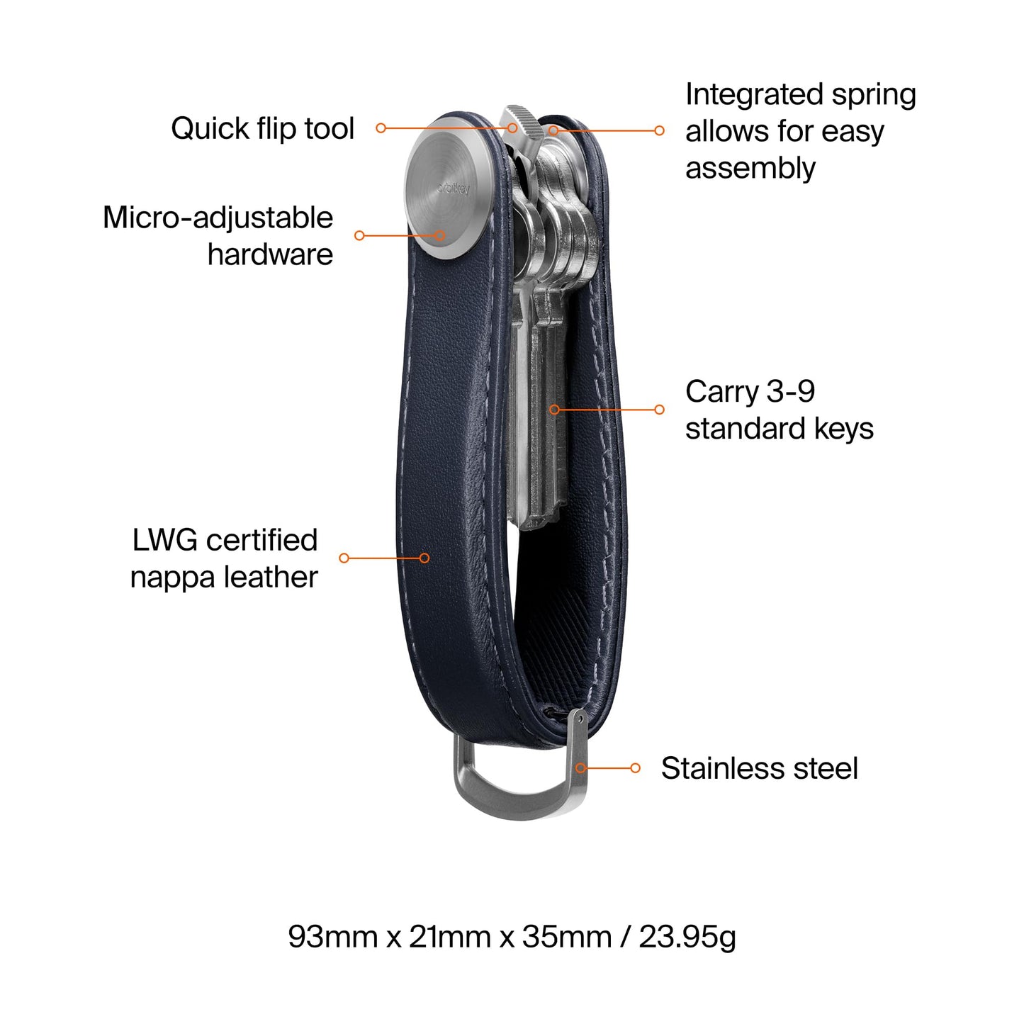 Orbitkey Key Organizer Pro - Leather (Sapphire)
