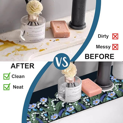 Blooming Lilies Sink Splash Guard Valley Lilies Flowers Faucet Absorbing Mat