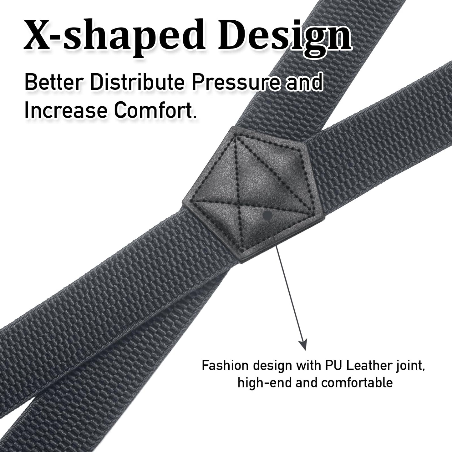 SUNEZLGO Suspenders for Men Heavy Duty, X Back Hidden Suspender 1.5" Under Clothing, Adjustable Work Suspenders for Men Women