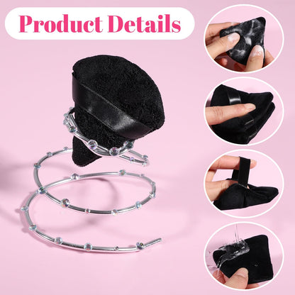 Pimoys 6 Pieces Powder Puff Face Makeup Sponge Soft Velour Triangle Powder Puffs Beauty Sponge Stocking Stuffers for Loose Powder (Black, Pink)