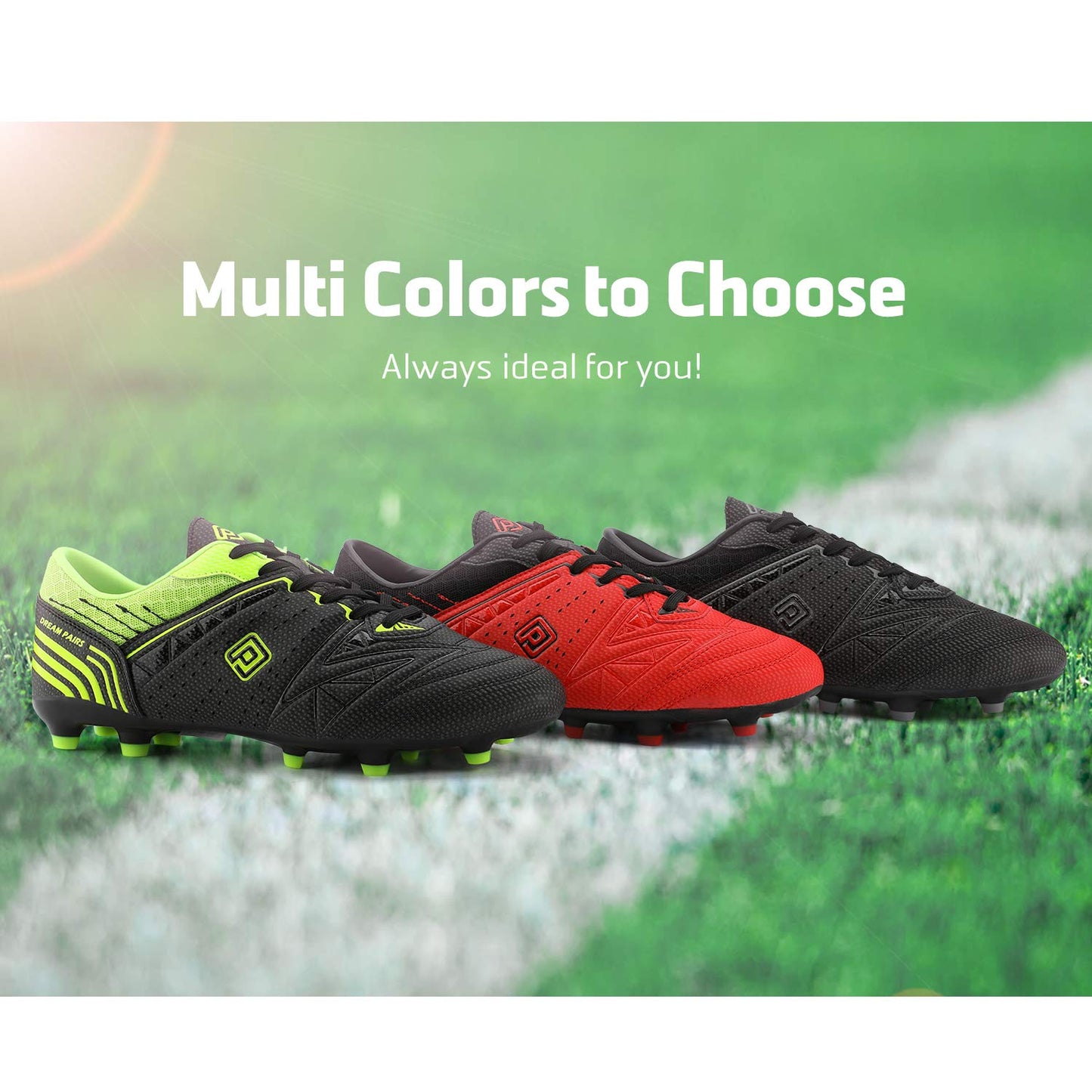 DREAM PAIRS Mens Sport Flexible Athletic Lace Up Light Weight Outdoor Cleats Football Soccer Shoes,Size 7,Black/Dark/Grey,160859-M
