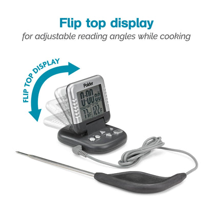 Polder Digital In-Oven Thermometer/Timer, White