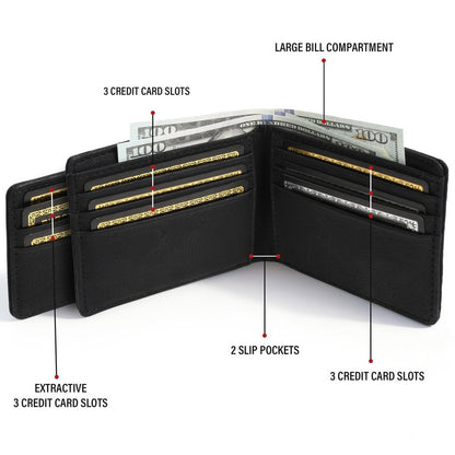 Fila Removable Passcase Wallet, Bifold PU Leather Wallet for Men