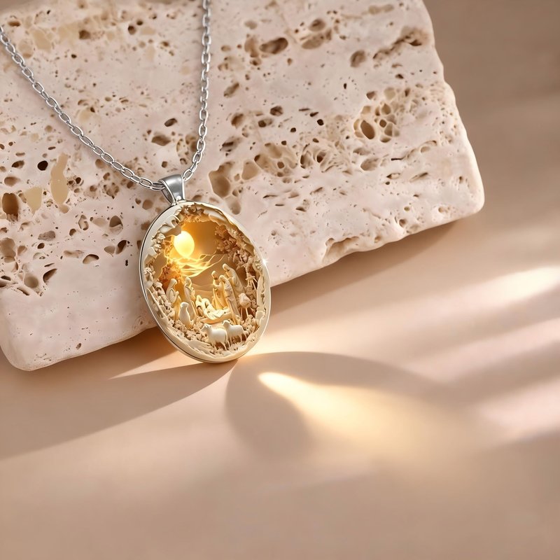 Men’s Artistic Pendant Necklace with Chain Vintage Style Statement Jewelry, Yellow