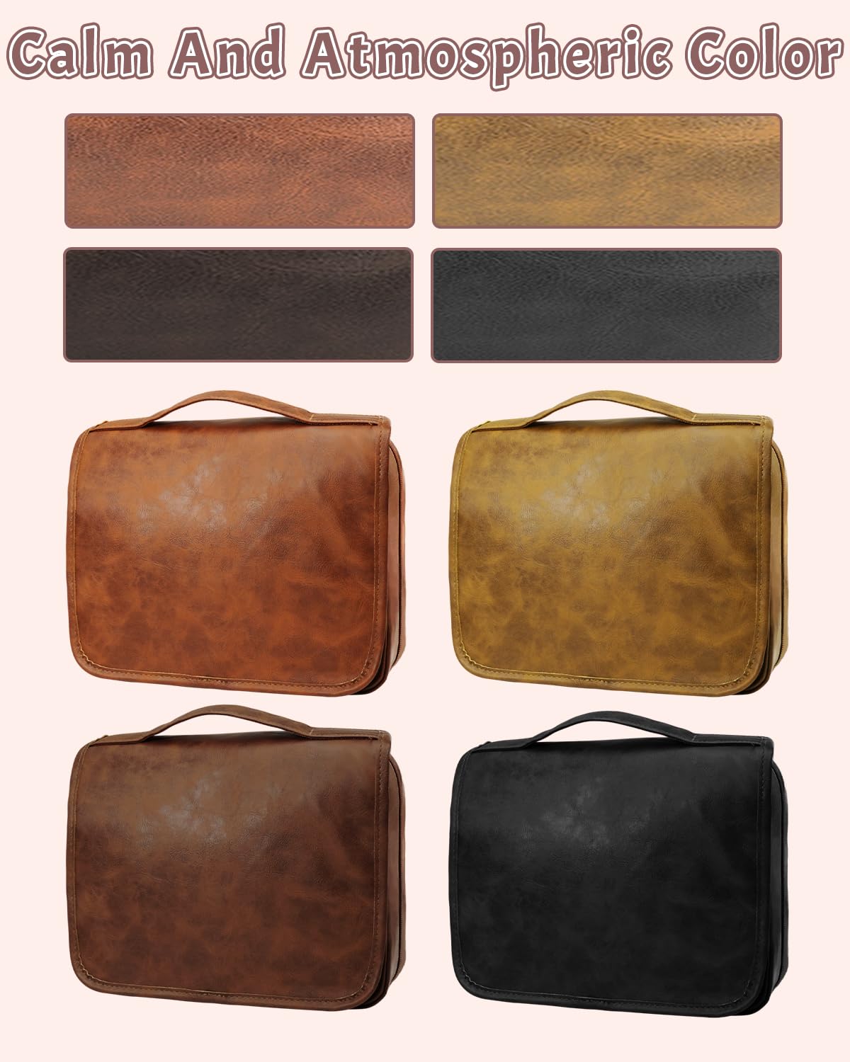 Large Personalized Leather Toiletry Bag for Men, Father Day Gift for Dad, Anniversary Birthday Gift for Male, Engraved Travel Shaving Bag, Custom Gifts for Him, Boyfriend, Husband, Grandpa, Friend