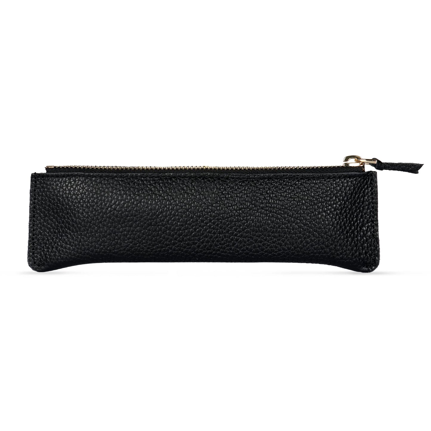 Londo Zippered Genuine Cowhide Leather Pen & Pencil Case — Slim Fountain Pen Holder, Pencil Pouch, Stationery Organizer, Makeup Brush Case, Travel Pouch — Gift for Writers, Students, Teachers, Black