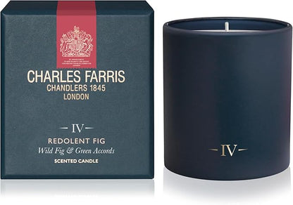 Charles Farris Luxury Scented Candle – 1 Wick, Hand-Poured, Long Lasting, Clean Burning, 210g / 7.5oz, Burns for up to 50 Hours, Made in England – Wild Fig & Green Accords – Redolent Fig