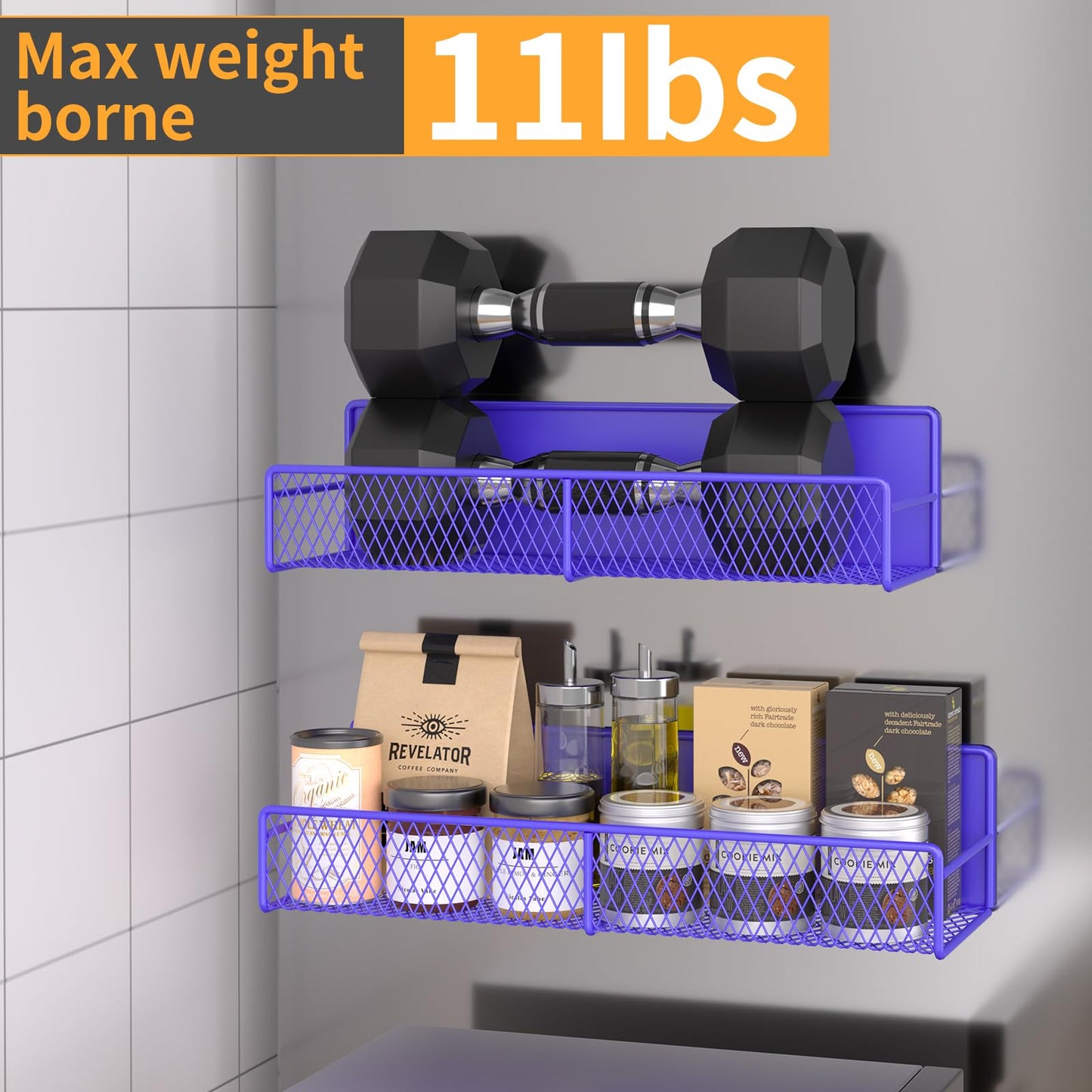 Magnetic Spice Rack for Refrigerator, 6 Pack 100% Metal Strong Magnet Shelf, Space Saving Spice Organizer, Home Kitchen Laundry Room Storage Organization W/ Paper Towel Holder, Utensils Racks (Grey)