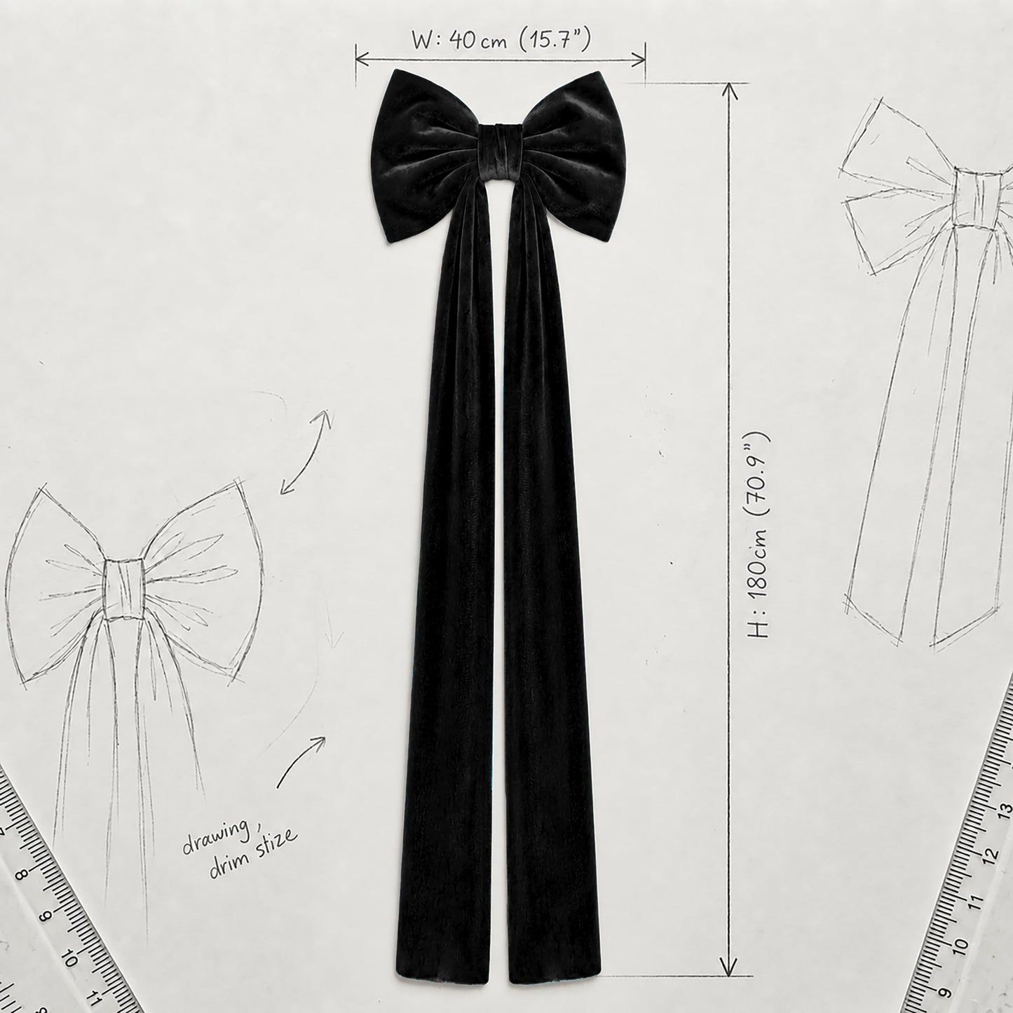 Big Black Velvet Bow Coquette Room Decor, 16x71 Inch Large Christmas Bows for Birthday Decorations, Christmas Tree Topper, Girl Room Decor, Bachelorette, Wedding, Baby Shower, Front Door, Wreath