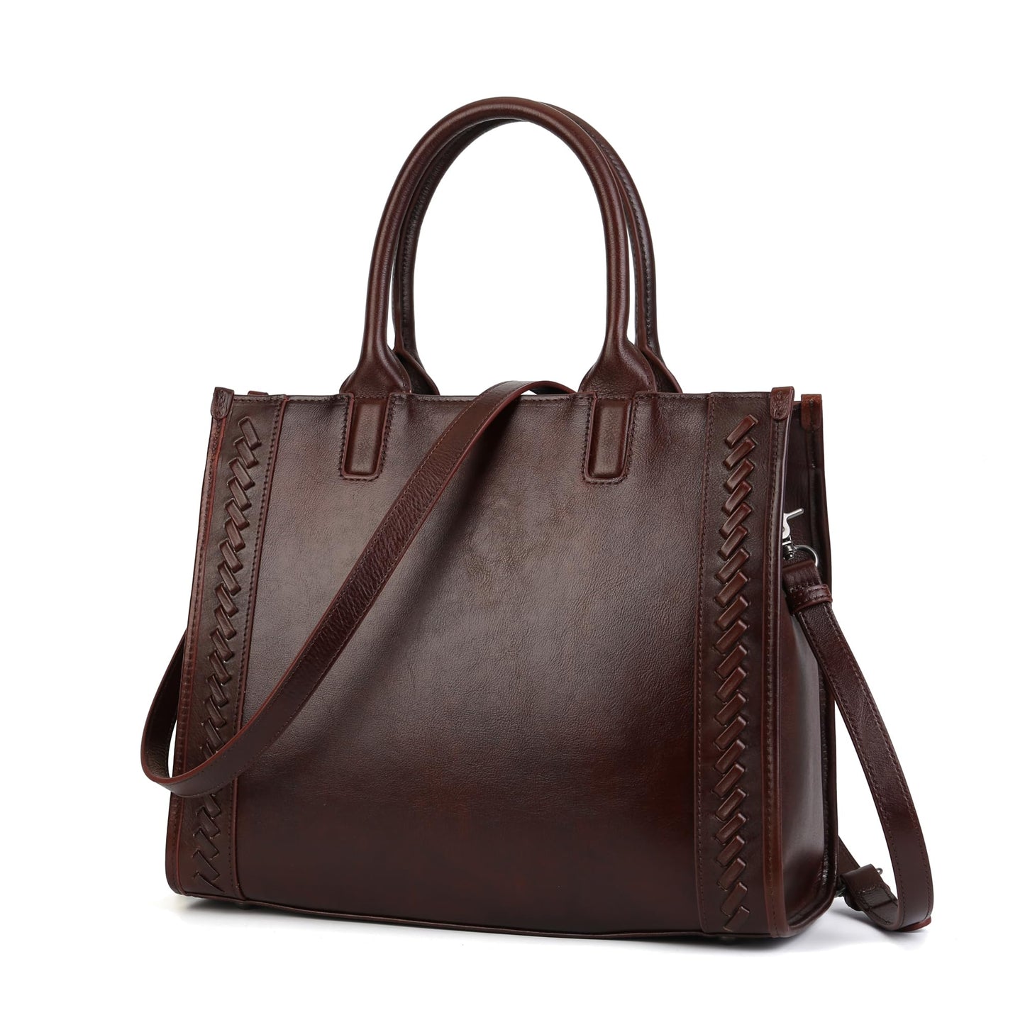 Leather Tote Bag for Women Genuine Leather Top Handle Work Tote Purse Women's Crossbody Handbags Designer Satchel Hand bags Coffee