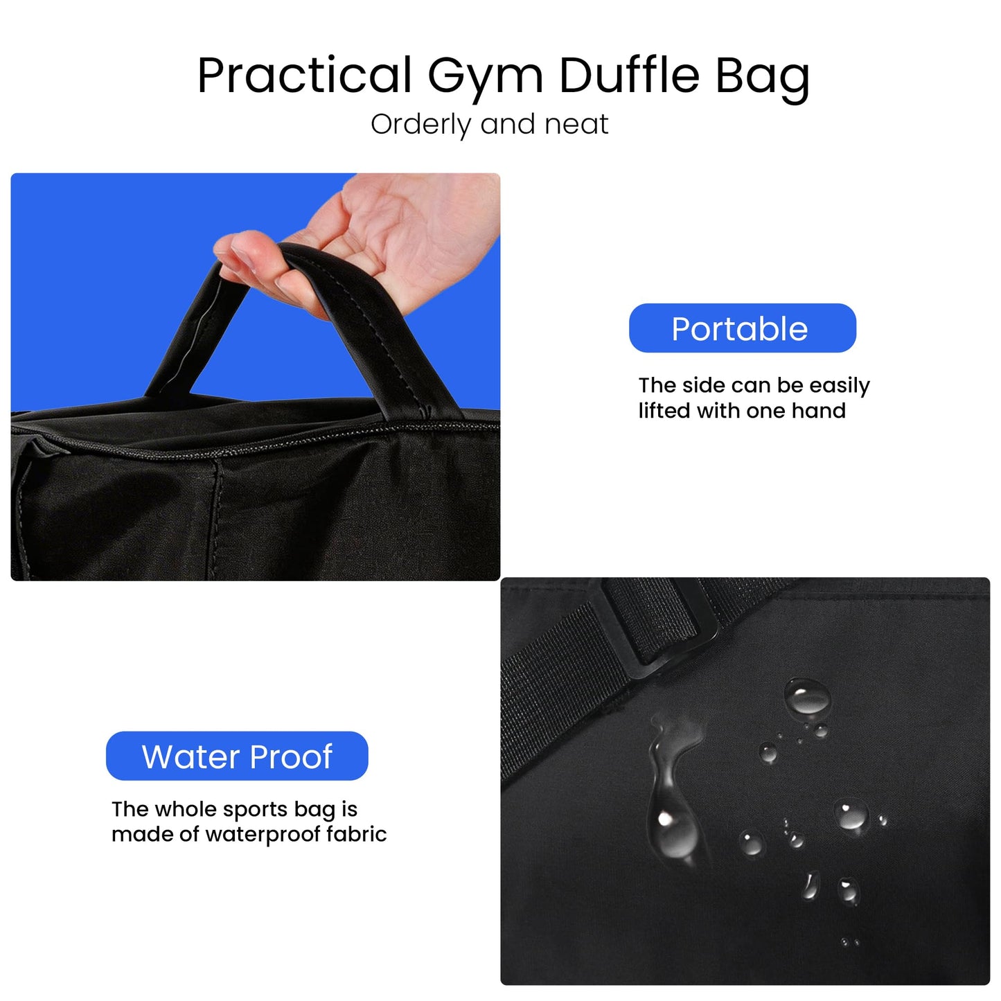 C&F BOGMOST Small Gym Bag for Women & Men,Small Lightweight Duffel Bag Carry On Bags Mini Duffel Travel Bag Waterproof Sports Bags for Workout/Sport/Travel, Black