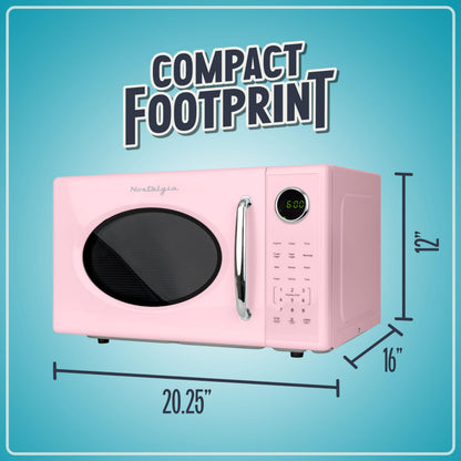 Nostalgia Retro Microwave Oven - 0.7 Cu Ft, 700-Watt Countertop Size with Glass Turntable, Child Safety Lock, 8 Auto-Cook Programs, Digital Clock - Aqua