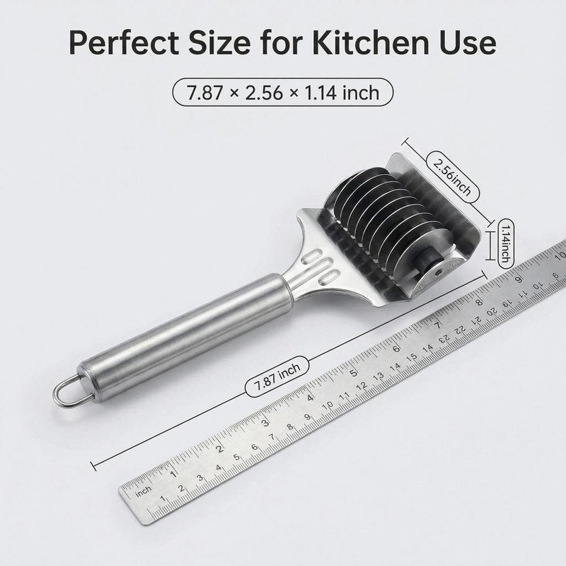Stainless Steel Pasta Cutter with 9-Wheel for Homemade Pasta, Lasagna, Dough Docker and Pastry Tool, Kitchen Gadget for Effortless Noodle and Pie Crust Making