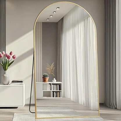 Full Length Mirror, Oversized 78"x38" Arched-Top Floor Mirror, Free Standing Mirrors, Modern Full Body Mirrors with Aluminum Alloy Frame for Bedroom,Living Room, Gold