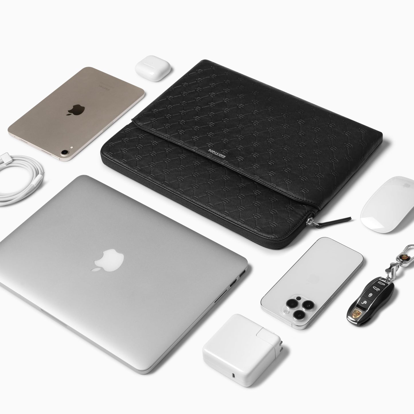 Comfyable x Edition Faux Leather Laptop Sleeve 13 14 Inch, Compatible with 13" MacBook Air M5 & 14" MacBook Pro M5 Pro/Max 2026, Mac Travel Case with a Front Zip Pocket for Men Women, Black