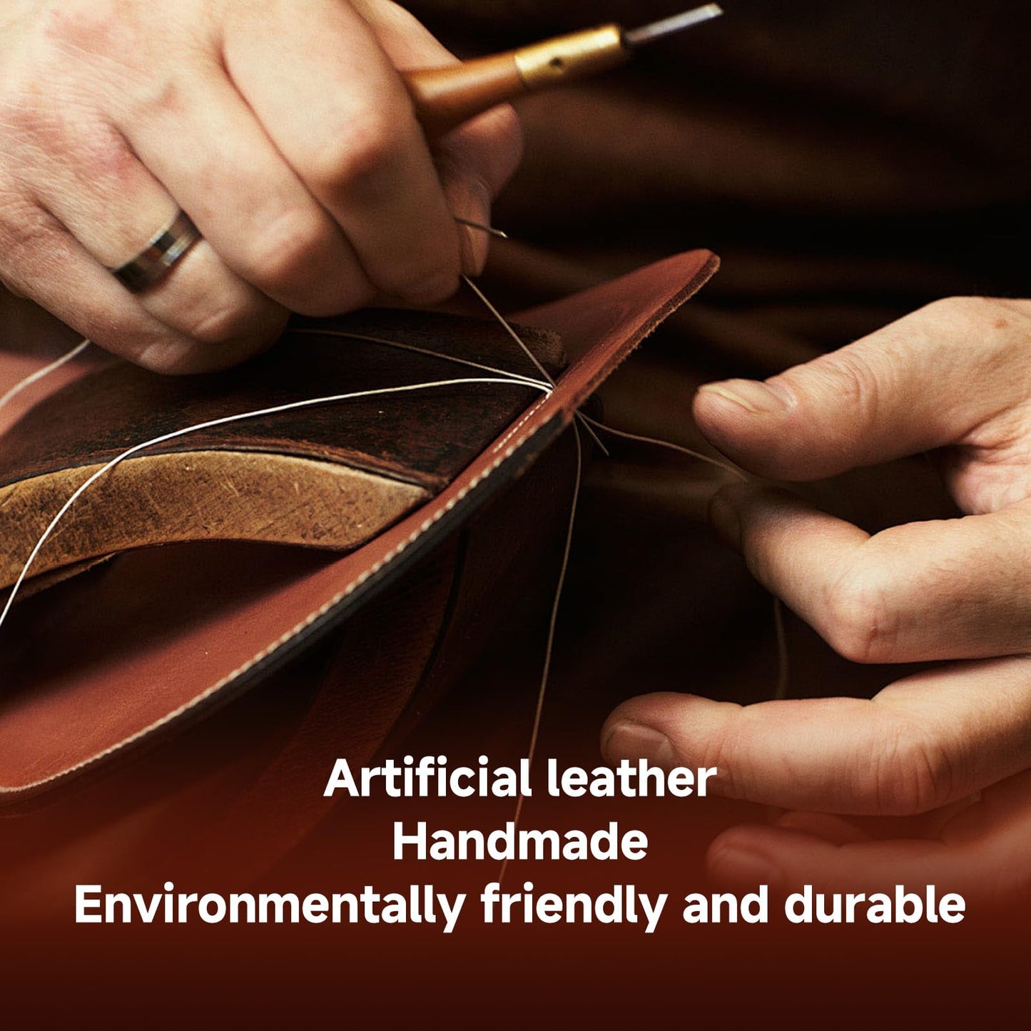 Brown Handmade Leather Mouse Pad with Stitched Edge Micro-Fiber Base with Non-Slip Waterproof, Mouse Pad for Computers, Laptop, 8 x11Inch