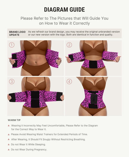 FeelinGirl Workout Waist Trainer Cincher Corset Shaper Tummy Slimmer Plus Size for Women Rose Leopard XS