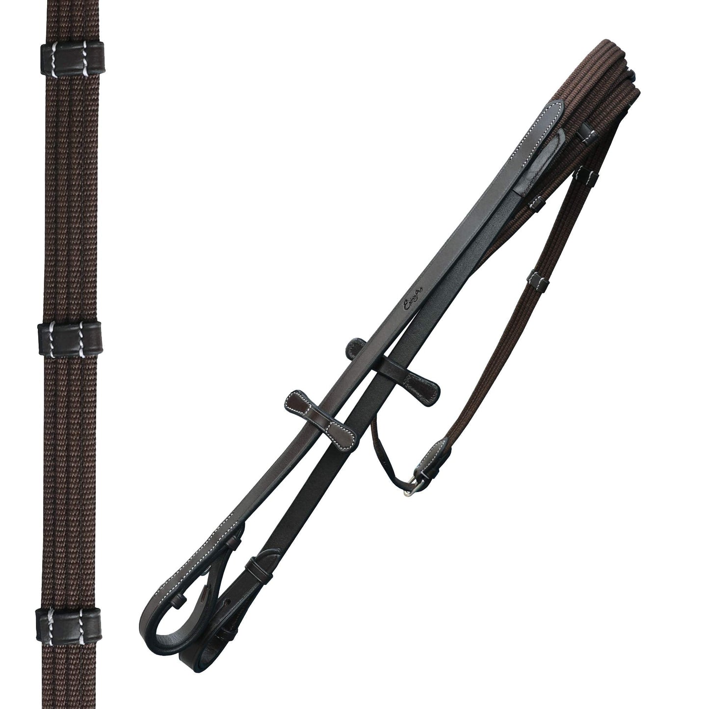 Exion Dressage Bridle with Mono Crown & Detachable Flash | Anatomical Crank Noseband, Raised Padded Browband, Calfskin-Lined Leather Dressage Bridle with Web Reins for Horses