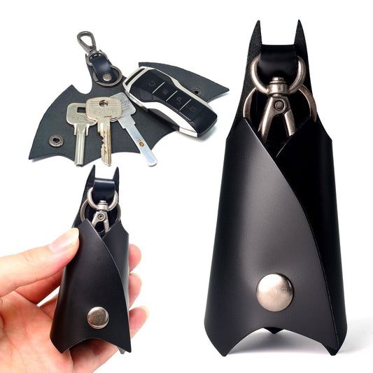 CAILLU KeyChain Leather Bat for men and women Car key fob case,Leather pop keys ring cover holder,intended for bmw man key chain