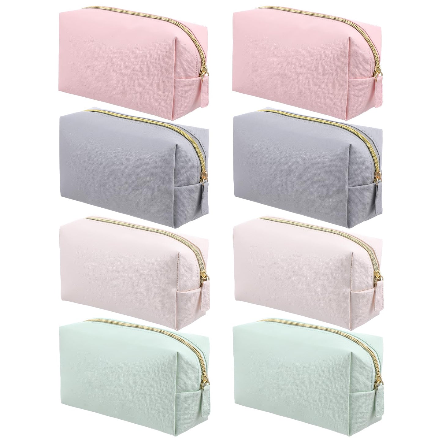 hidyuuoo 8 Pcs Makeup Bag Pu Leather Cosmetic Pouch Waterproof Small Toiletry Bag Portable Cosmetic Organizer Water Resistant Storage Purse for Lady Women Daily Storage Travel Organizer (Medium)