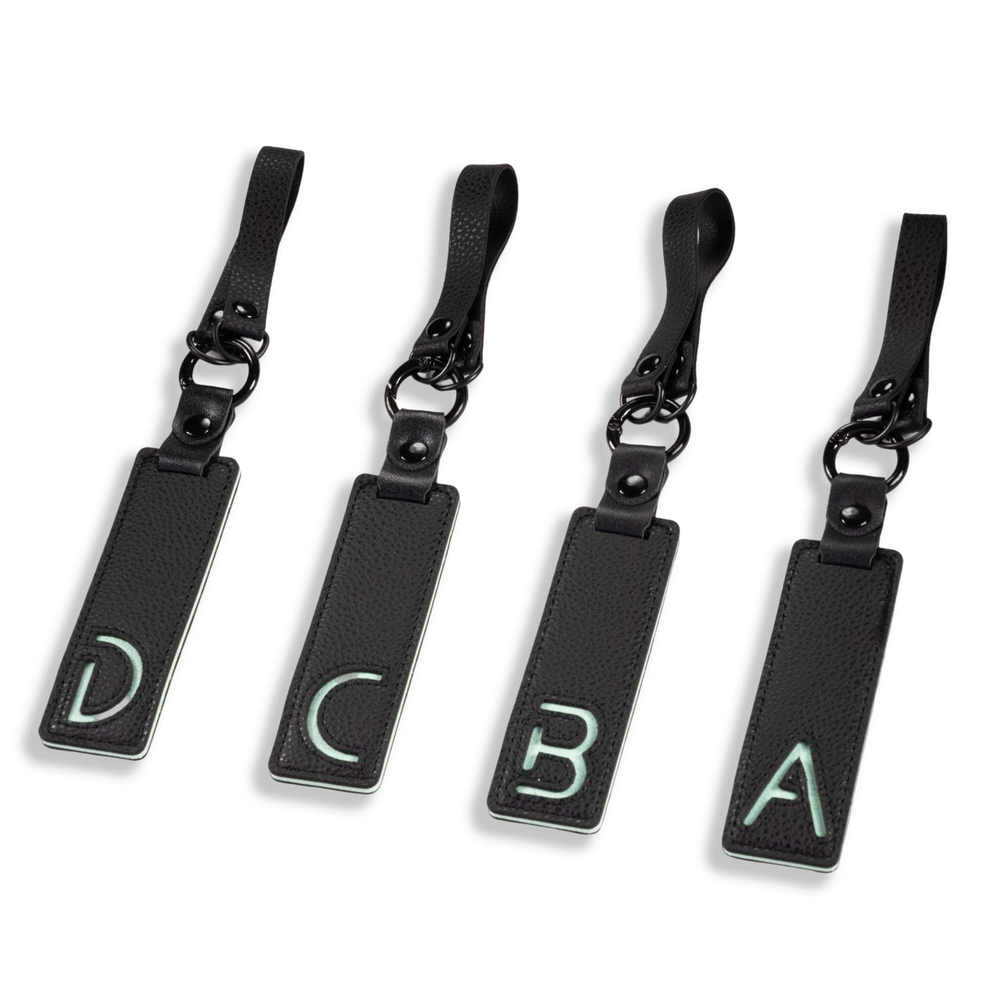 XGALBLA Initial PU Leather Letter A Keychains for Women, Two-tone Splicing Key Tag Bag Charms Key Holder Lanyard Strap for Key Purse Luggage Handbags Backpacks(Black and Green)