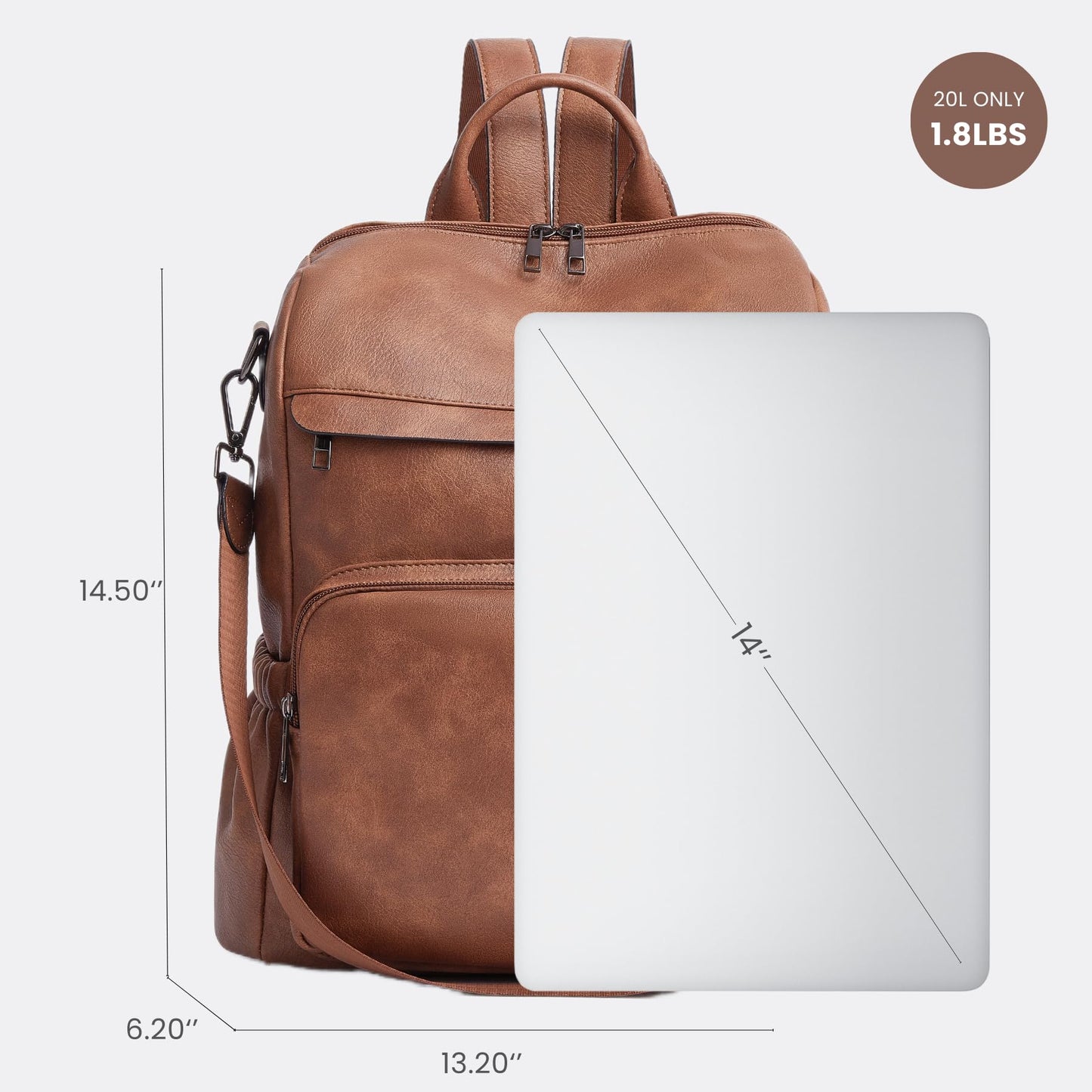 Botimmy Anti-Theft Backpack Purse for Women, Convertible 3-in-1 Vegan Leather Backpack with Hidden Zipper, Adjustable Shoulder & Crossbody Bag for Travel and Daily Commute