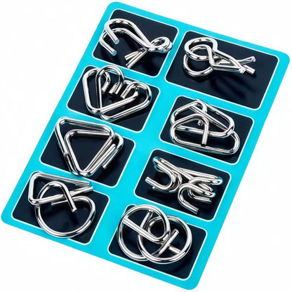 GEKELI Metal Wire Puzzle Set of 24 with Pouch,Brain Teaser IQ Test Disentanglemen Iron Link Unlock Interlock Game Chinese Ring Magic Trick Toy for Party Favor Kids Adults Challenge