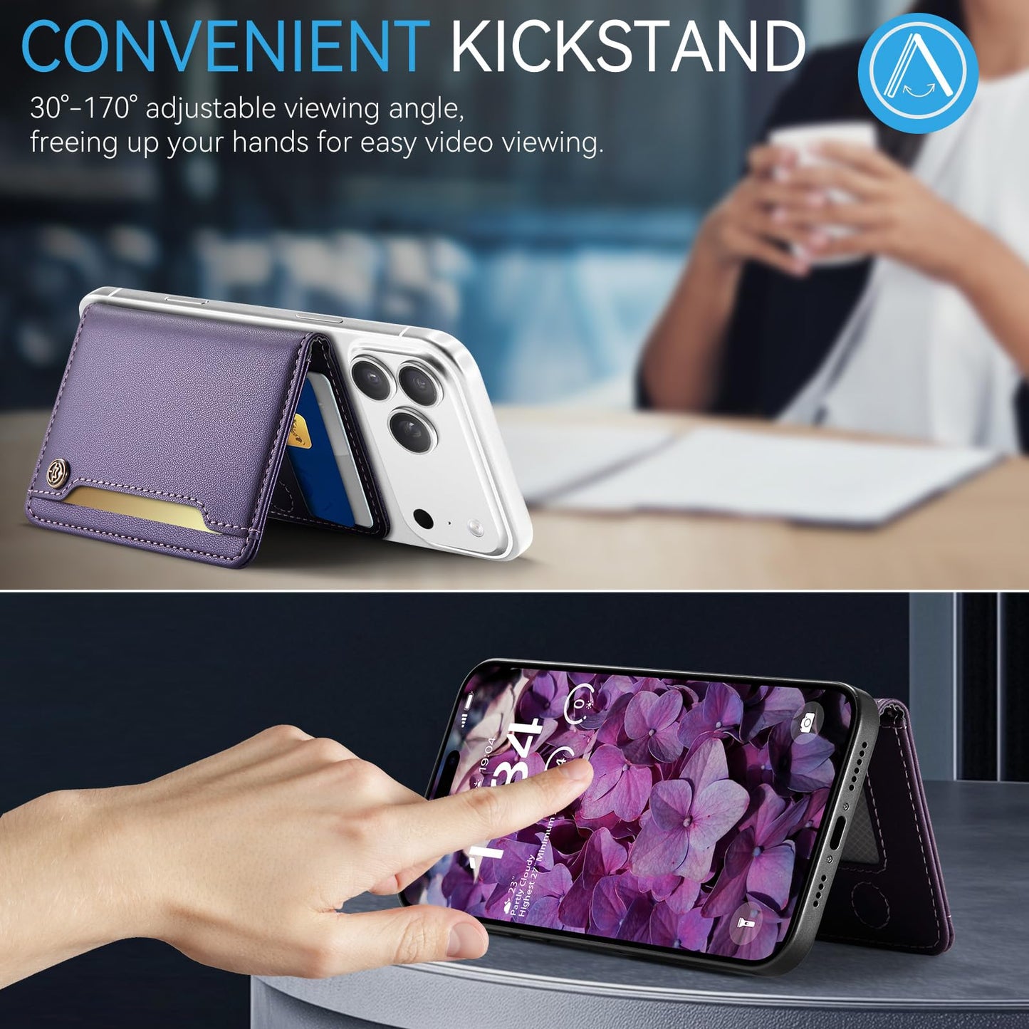 Vinich for MagSafe Wallet Magnetic RFID Blocking Card Holder Compatible with MagSafe Phones and Cases, Strong Magnet Minimalist Phone Wallet for iPhone 17/16/15/14/13/12/ Pro/Max/Plus, Purple